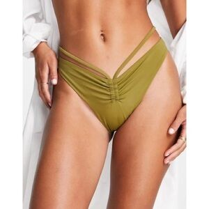 WEEKDAY CAVE STRAPPY BIKINI BOTTOM IN KHAKI-GREEN never worn